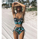 High Waist Bikini Set 2021 mujer Push Up Bandage Bikini Swimwear Women Floral Two Pieces Swimsuit Strappy biquinitraje de baño