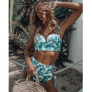 High Waist Bikini Set 2021 mujer Push Up Bandage Bikini Swimwear Women Floral Two Pieces Swimsuit Strappy biquinitraje de baño