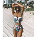 High Waist Bikini Set 2021 mujer Push Up Bandage Bikini Swimwear Women Floral Two Pieces Swimsuit Strappy biquinitraje de baño