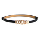 Adjustable PU Leather Ladies Dress Belts Skinny Thin Women Waist Belts Strap Gold Color Buckle Female Belts pasek damski