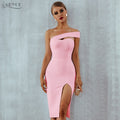 Adyce White Blue Bodycon Bandage Dress Women 2021 Summer Sexy Elegant Black One Shoulder Strapless Celebrity Runway Party Dress