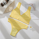 FINETOO Seamless Women Seamless Bra Lingerie Set Sexy Cropped Top Push Up Short Top+Thong Fitness Brassiere Suits Underwear Sets