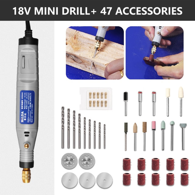 HILDA 18V Engraving Pen Mini Drill Rotary tool With Grinding Accessories Set Multifunction Mini Engraving Pen For Dremel tools
