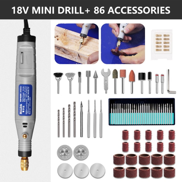 HILDA 18V Engraving Pen Mini Drill Rotary tool With Grinding Accessories Set Multifunction Mini Engraving Pen For Dremel tools