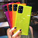 Square Fluorescent Glitter Phone Case For Samsung S20 FE Plus Note 20 Ultra S10 A71 A51 A50 A70 S21 Ultra FE A52 A72 Soft Cover