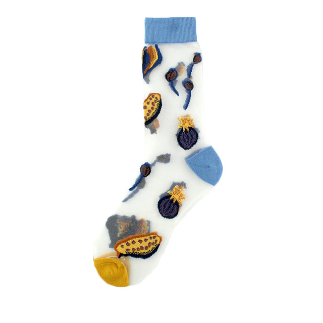 Novelty Harajuku New Product Crystal Silk Tide Socks Funny Sunflowers Vines Flowers Happy Women Socks Casual High Quality Sox