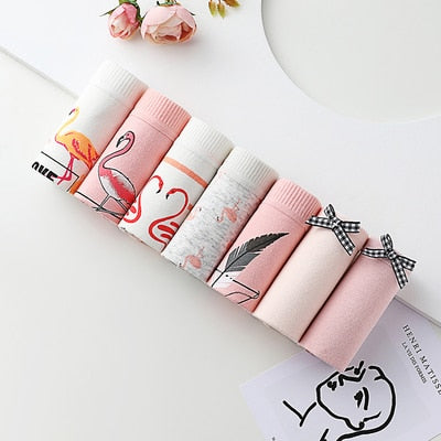 7Pcs Underwear Women Plus Size Panties Girls Briefs Sexy Lingeries Cueca Intimates Calcinhas Cotton Shorts Underpants Cute Panty