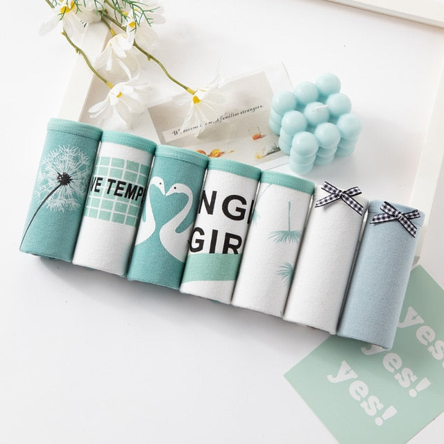 7Pcs Underwear Women Plus Size Panties Girls Briefs Sexy Lingeries Cueca Intimates Calcinhas Cotton Shorts Underpants Cute Panty