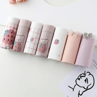 7Pcs Underwear Women Plus Size Panties Girls Briefs Sexy Lingeries Cueca Intimates Calcinhas Cotton Shorts Underpants Cute Panty