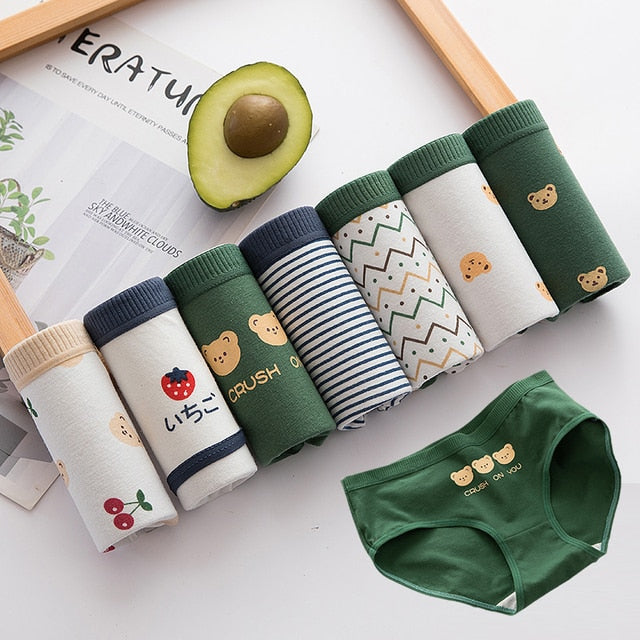 7Pcs Underwear Women Plus Size Panties Girls Briefs Sexy Lingeries Cueca Intimates Calcinhas Cotton Shorts Underpants Cute Panty