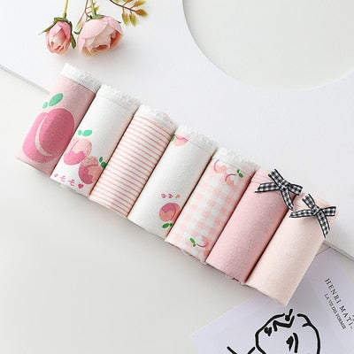 7Pcs Underwear Women Plus Size Panties Girls Briefs Sexy Lingeries Cueca Intimates Calcinhas Cotton Shorts Underpants Cute Panty