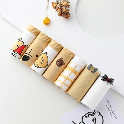 7Pcs Underwear Women Plus Size Panties Girls Briefs Sexy Lingeries Cueca Intimates Calcinhas Cotton Shorts Underpants Cute Panty