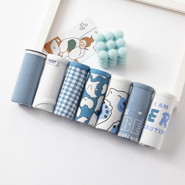 7Pcs Underwear Women Plus Size Panties Girls Briefs Sexy Lingeries Cueca Intimates Calcinhas Cotton Shorts Underpants Cute Panty