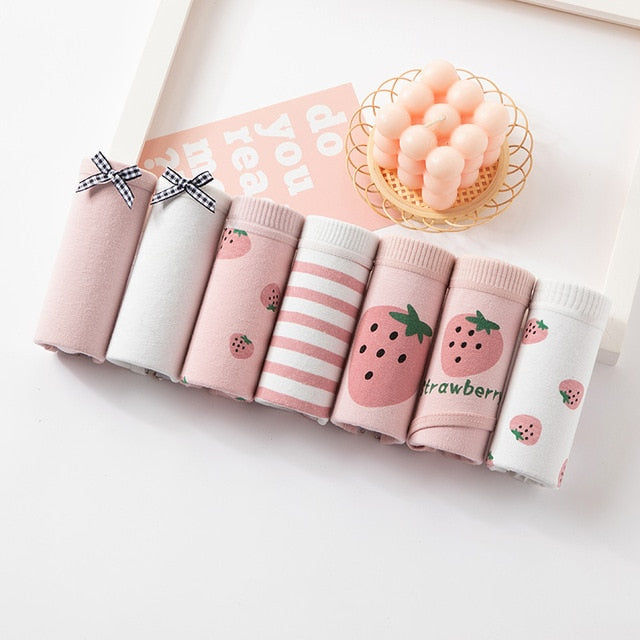 7Pcs Underwear Women Plus Size Panties Girls Briefs Sexy Lingeries Cueca Intimates Calcinhas Cotton Shorts Underpants Cute Panty