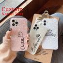 Love Custom Name Phone Case Crown Pattern For iphone 11 12 Pro MAX SE 6 6S 7 8 Plus X XS XR XS Max Mini Shell Texture Sparkling