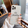 Love Custom Name Phone Case Crown Pattern For iphone 11 12 Pro MAX SE 6 6S 7 8 Plus X XS XR XS Max Mini Shell Texture Sparkling