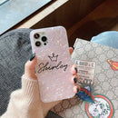 Love Custom Name Phone Case Crown Pattern For iphone 11 12 Pro MAX SE 6 6S 7 8 Plus X XS XR XS Max Mini Shell Texture Sparkling