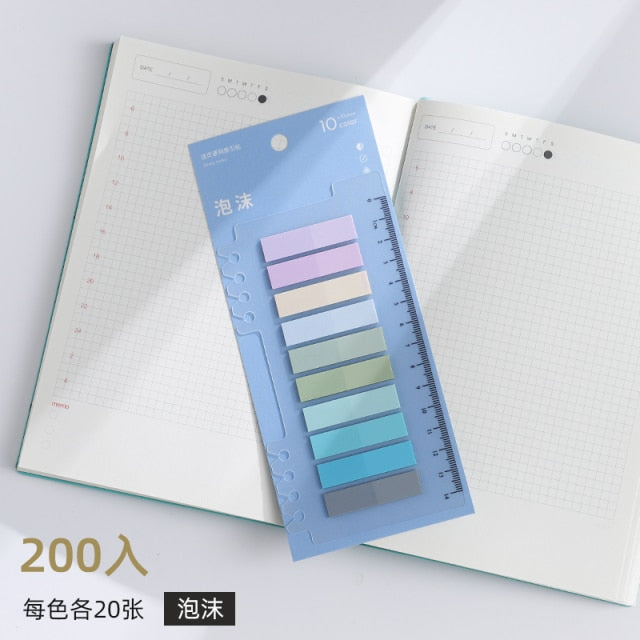 200 Sheets/pack Colorful Sticky Notes Memo Pad Label Note Bookmarks Notepad School Office Stationery Supplies