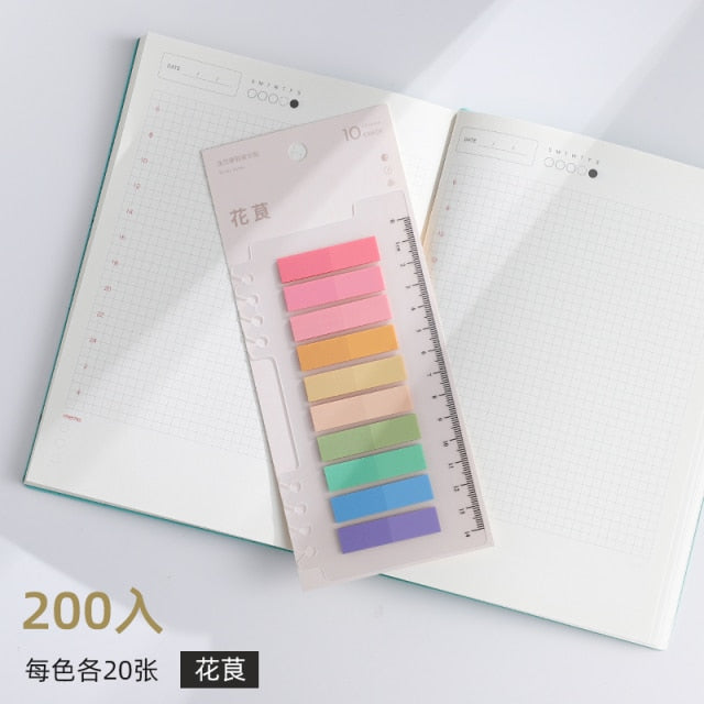 200 Sheets/pack Colorful Sticky Notes Memo Pad Label Note Bookmarks Notepad School Office Stationery Supplies