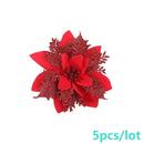 5pcs Artificial Christmas Flowers Glitter Fake Flowers Merry Christmas Tree Decoration Home DIY Xmas Gifts Ornament Navidad 2021