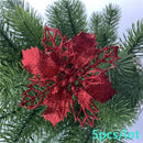 5pcs Artificial Christmas Flowers Glitter Fake Flowers Merry Christmas Tree Decoration Home DIY Xmas Gifts Ornament Navidad 2021