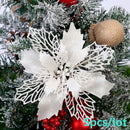 5pcs Artificial Christmas Flowers Glitter Fake Flowers Merry Christmas Tree Decoration Home DIY Xmas Gifts Ornament Navidad 2021