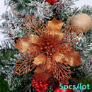 5pcs Artificial Christmas Flowers Glitter Fake Flowers Merry Christmas Tree Decoration Home DIY Xmas Gifts Ornament Navidad 2021
