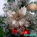 5pcs Artificial Christmas Flowers Glitter Fake Flowers Merry Christmas Tree Decoration Home DIY Xmas Gifts Ornament Navidad 2021