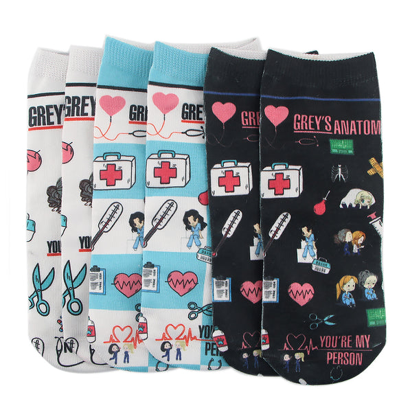 DZ1645 Doctor Nurse Print Grey's Anatomy Cotton Happy Socks Casual Creative Soft Comfortable Funny Novelty Men Woman Fans Gifts