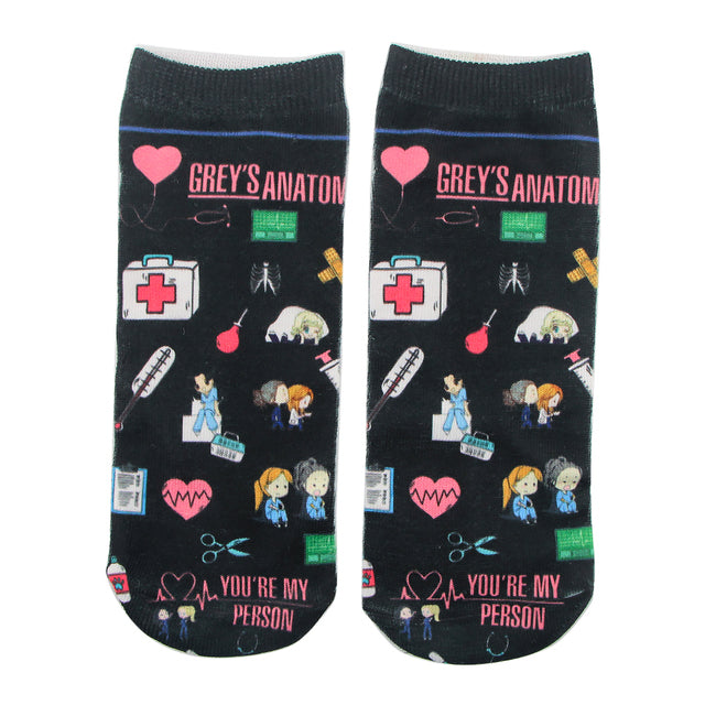 DZ1645 Doctor Nurse Print Grey's Anatomy Cotton Happy Socks Casual Creative Soft Comfortable Funny Novelty Men Woman Fans Gifts