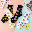 Dreamlikelin Spring Autumn Woman Funny Cotton Socks Smiley Print Korean Style Kawaii Smile Face Socks