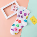 Dreamlikelin Spring Autumn Woman Funny Cotton Socks Smiley Print Korean Style Kawaii Smile Face Socks