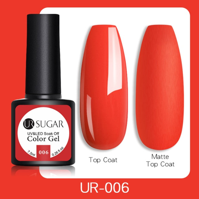 UR SUGAR 7.5ml Gel Nail Polish Nail Color Soak Off UV Gel Varnish Semi Permanant UV Gel Nail Art Varnish Base Top Coat