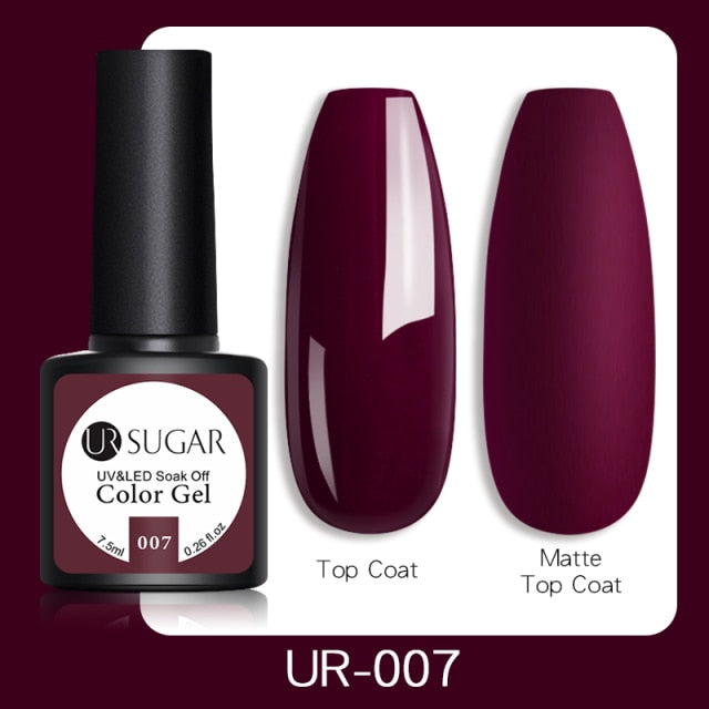 UR SUGAR 7.5ml Gel Nail Polish Nail Color Soak Off UV Gel Varnish Semi Permanant UV Gel Nail Art Varnish Base Top Coat