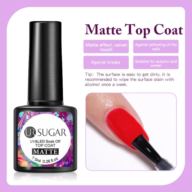 UR SUGAR 7.5ml Gel Nail Polish Nail Color Soak Off UV Gel Varnish Semi Permanant UV Gel Nail Art Varnish Base Top Coat