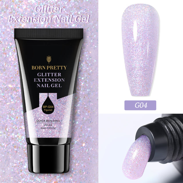 BORN PRETTY Extension Nail Gel Nail Polish Acrylic Nail Glitter Sequins Soak Off UV Extend Gel For Nail Extensions 30/20ml