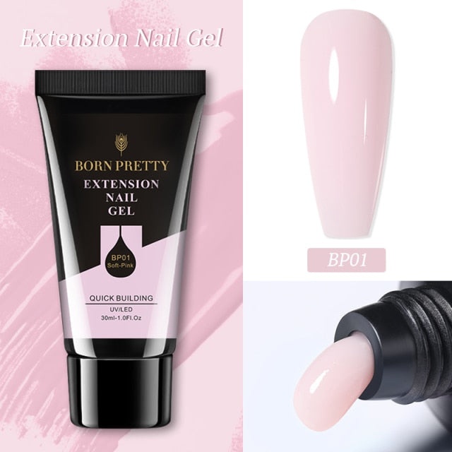 BORN PRETTY Extension Nail Gel Nail Polish Acrylic Nail Glitter Sequins Soak Off UV Extend Gel For Nail Extensions 30/20ml