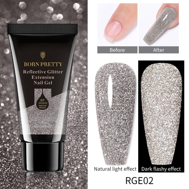 BORN PRETTY Extension Nail Gel Nail Polish Acrylic Nail Glitter Sequins Soak Off UV Extend Gel For Nail Extensions 30/20ml