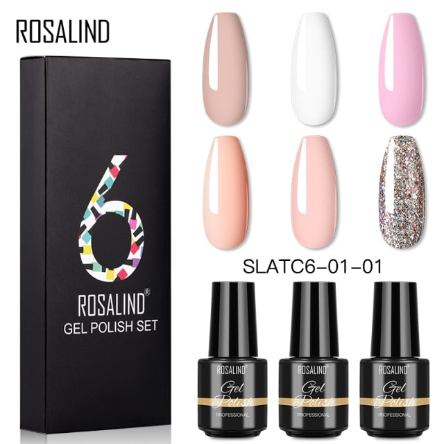 ROSALIND Nail Gel Manicure Set Hybrid Varnish Kit For Nails Art UV Lamp Semi Permanent Nail Gel Polish Set With Good Pack