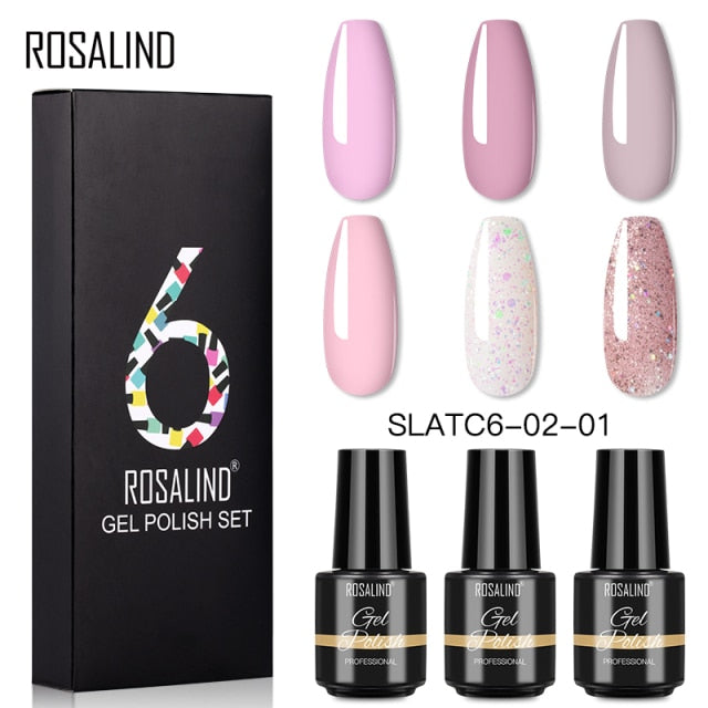 ROSALIND Nail Gel Manicure Set Hybrid Varnish Kit For Nails Art UV Lamp Semi Permanent Nail Gel Polish Set With Good Pack