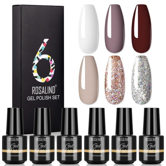 ROSALIND Nail Gel Manicure Set Hybrid Varnish Kit For Nails Art UV Lamp Semi Permanent Nail Gel Polish Set With Good Pack