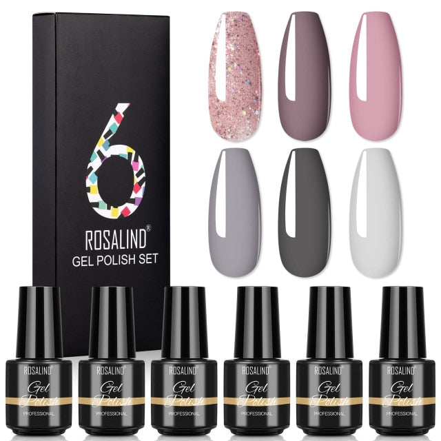ROSALIND Nail Gel Manicure Set Hybrid Varnish Kit For Nails Art UV Lamp Semi Permanent Nail Gel Polish Set With Good Pack