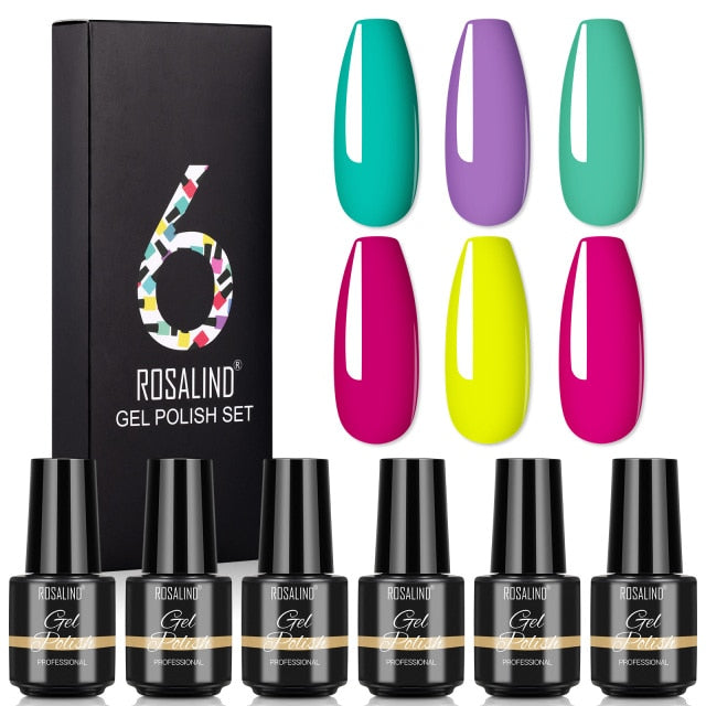 ROSALIND Nail Gel Manicure Set Hybrid Varnish Kit For Nails Art UV Lamp Semi Permanent Nail Gel Polish Set With Good Pack