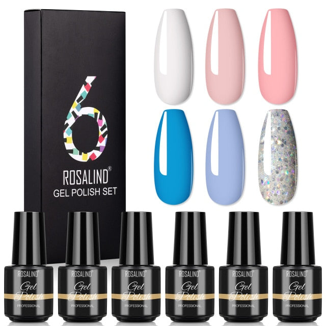 ROSALIND Nail Gel Manicure Set Hybrid Varnish Kit For Nails Art UV Lamp Semi Permanent Nail Gel Polish Set With Good Pack