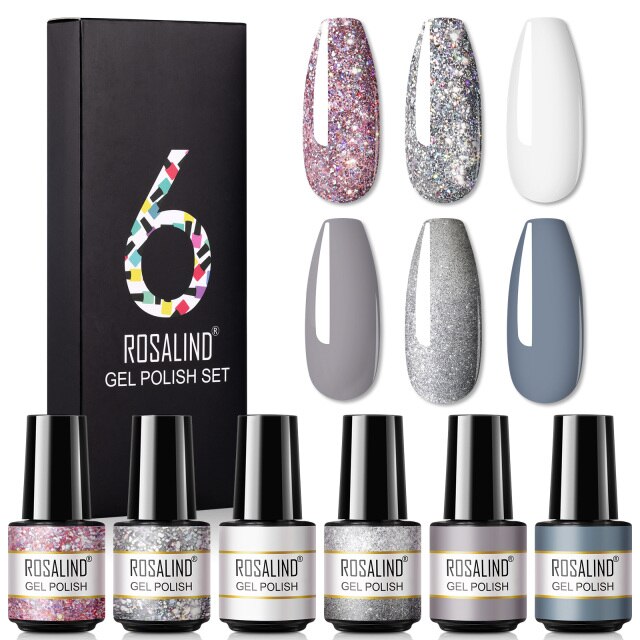 ROSALIND Nail Gel Manicure Set Hybrid Varnish Kit For Nails Art UV Lamp Semi Permanent Nail Gel Polish Set With Good Pack