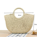 Round Straw Beach Bag Vintage Handmade Woven Shoulder Bag Raffia circle Rattan bags Bohemian Summer Vacation Casual Bags