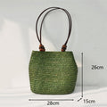 Round Straw Beach Bag Vintage Handmade Woven Shoulder Bag Raffia circle Rattan bags Bohemian Summer Vacation Casual Bags