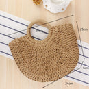 Round Straw Beach Bag Vintage Handmade Woven Shoulder Bag Raffia circle Rattan bags Bohemian Summer Vacation Casual Bags