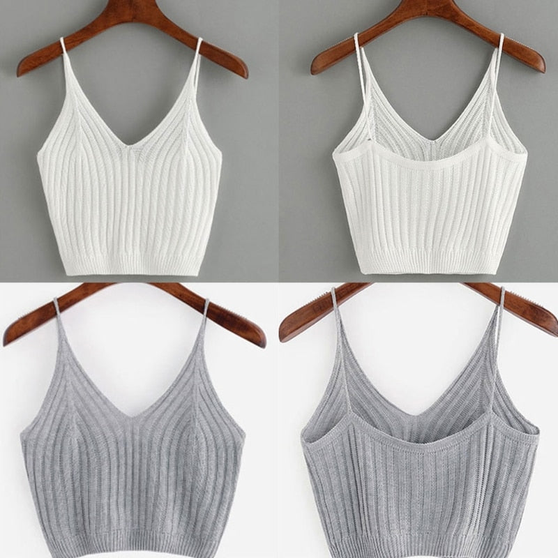 Fashion Women Summer Basic Tops Sexy Strappy Sleeveless Racerback Crop Top 2021 Female Casual Solid Color Ribbed Knit Short Vest