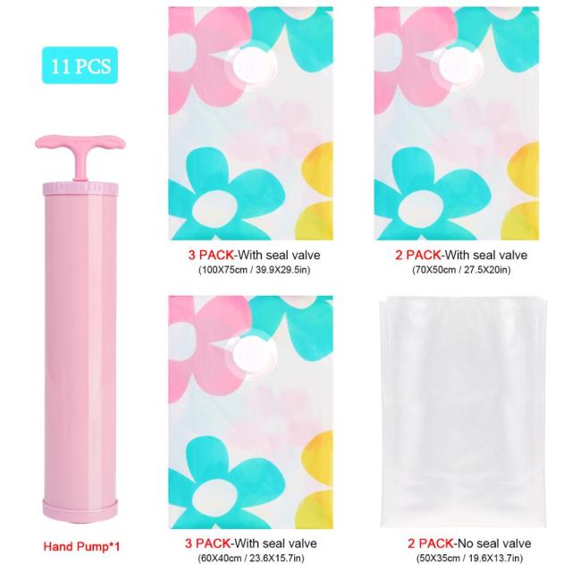 7- 11PCS Thickened Vacuum Storage Bag For Cloth Compressed Bags with Hand Pump Reusable Blanket Clothes Quilt Organizer Travel